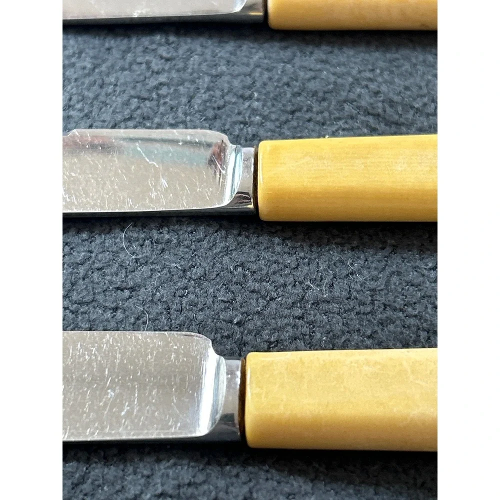 Vintage Smith Seymour Ltd Sheffield Stainless Knives Faux Bone Handle Set of 5